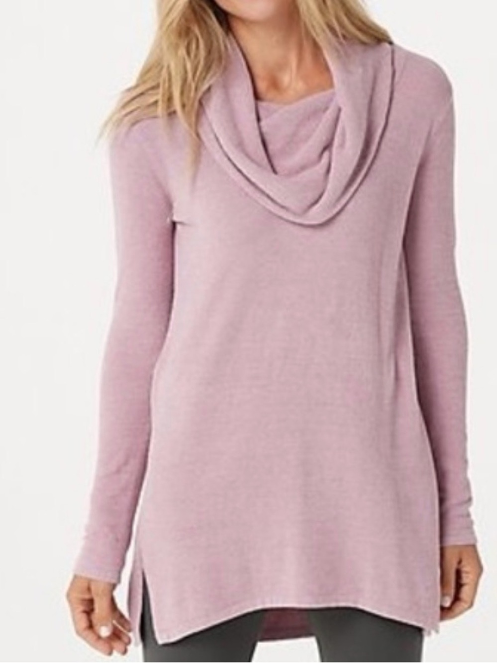 Barefoot Dreams CozyChic Ultra Lite Cowl Neck Hi-Low Tunic Size Large Soft Cozy